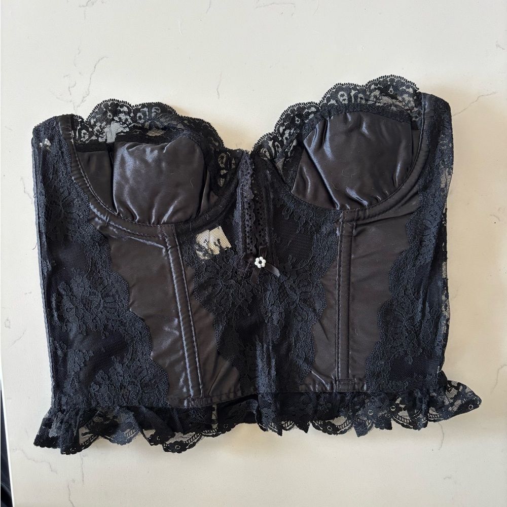 Vintage Victoria’s Secret black corset lace bustier